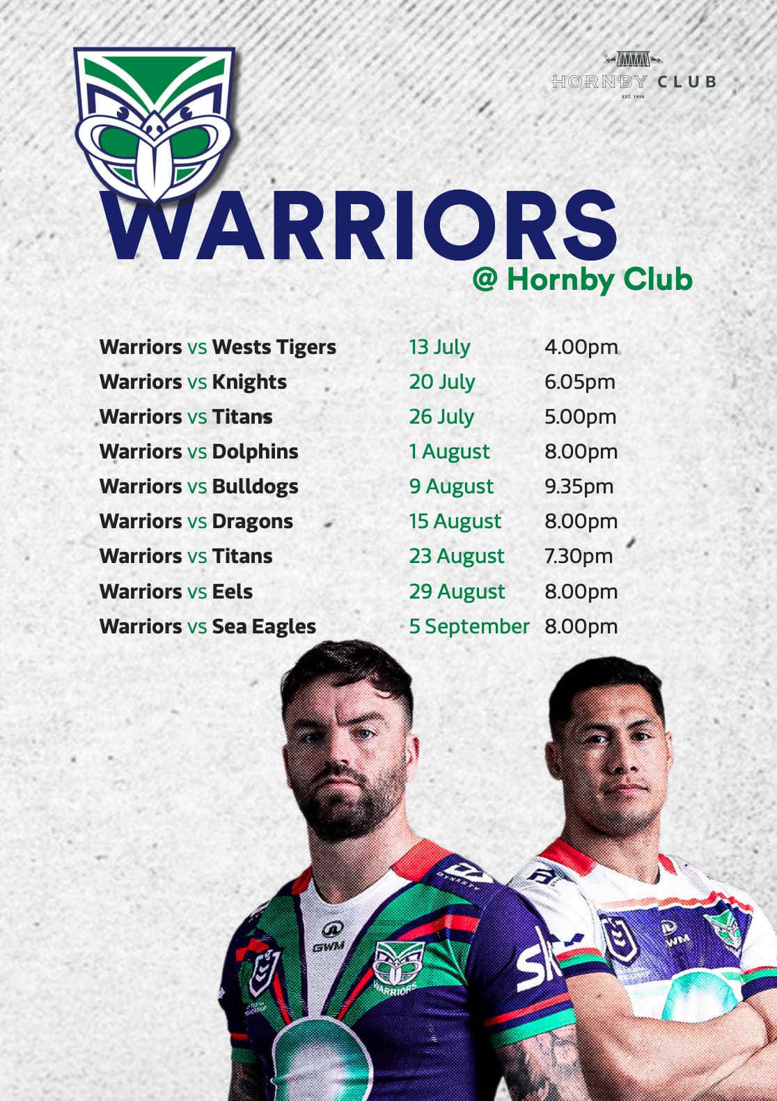 Warriors dates